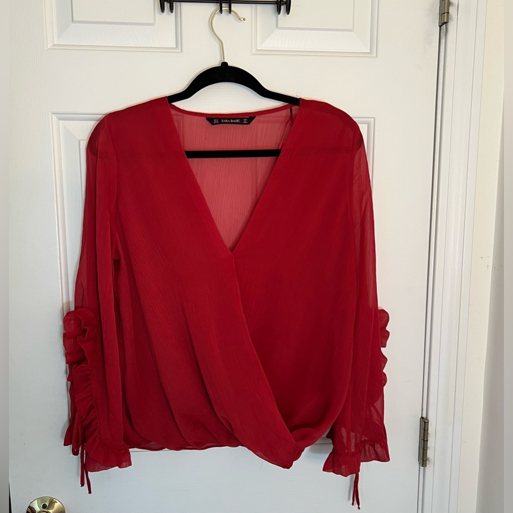 Red Zara Blouse Size M